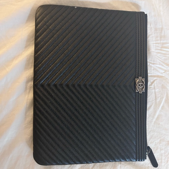Authenticated Chanel Caviar Boy Clutch - Picture 1 of 5